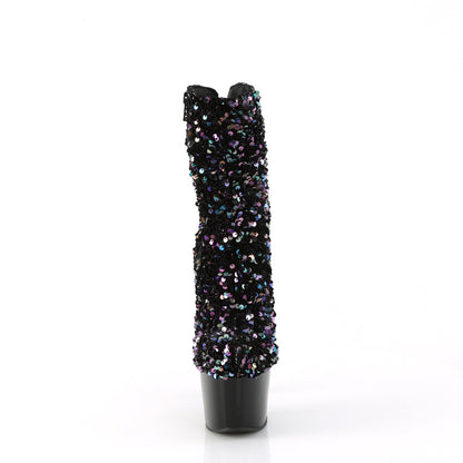 ADORE-1042SQ *7" Heel, 2 3/4" PF Sequins Ankle Boot, Inside Zip