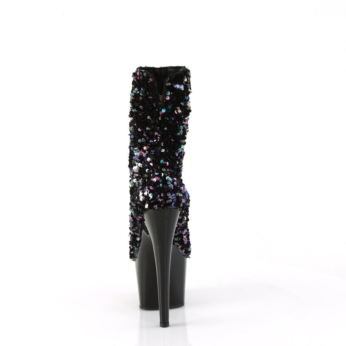 ADORE-1042SQ *7" Heel, 2 3/4" PF Sequins Ankle Boot, Inside Zip