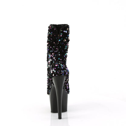 ADORE-1042SQ *7" Heel, 2 3/4" PF Sequins Ankle Boot, Inside Zip