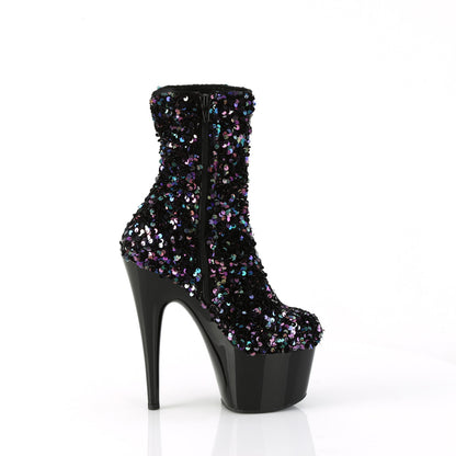 ADORE-1042SQ *7" Heel, 2 3/4" PF Sequins Ankle Boot, Inside Zip