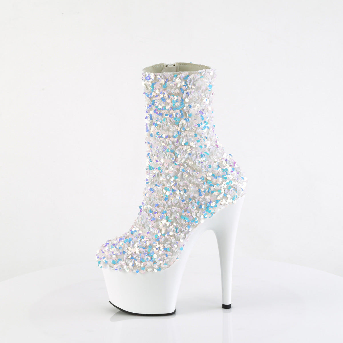 ADORE-1042SQ *7" Heel, 2 3/4" PF Sequins Ankle Boot, Inside Zip
