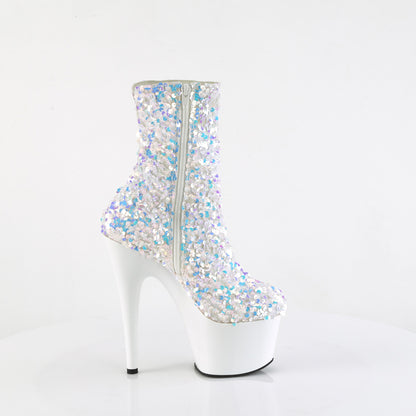 ADORE-1042SQ *7" Heel, 2 3/4" PF Sequins Ankle Boot, Inside Zip