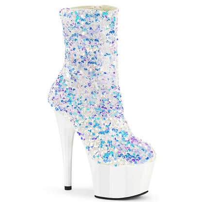 ADORE-1042SQ *7" Heel, 2 3/4" PF Sequins Ankle Boot, Inside Zip