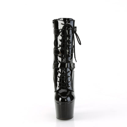 ADORE-1043 7" Heel, 2 3/4" PF Lace-Up Front Ankle Boot, Side Zip