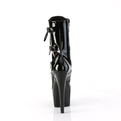 ADORE-1043 7" Heel, 2 3/4" PF Lace-Up Front Ankle Boot, Side Zip