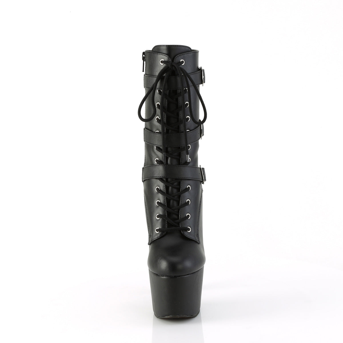ADORE-1043 *7" Heel, 2 3/4" PF Lace-Up Front Ankle Boot, Side Zip