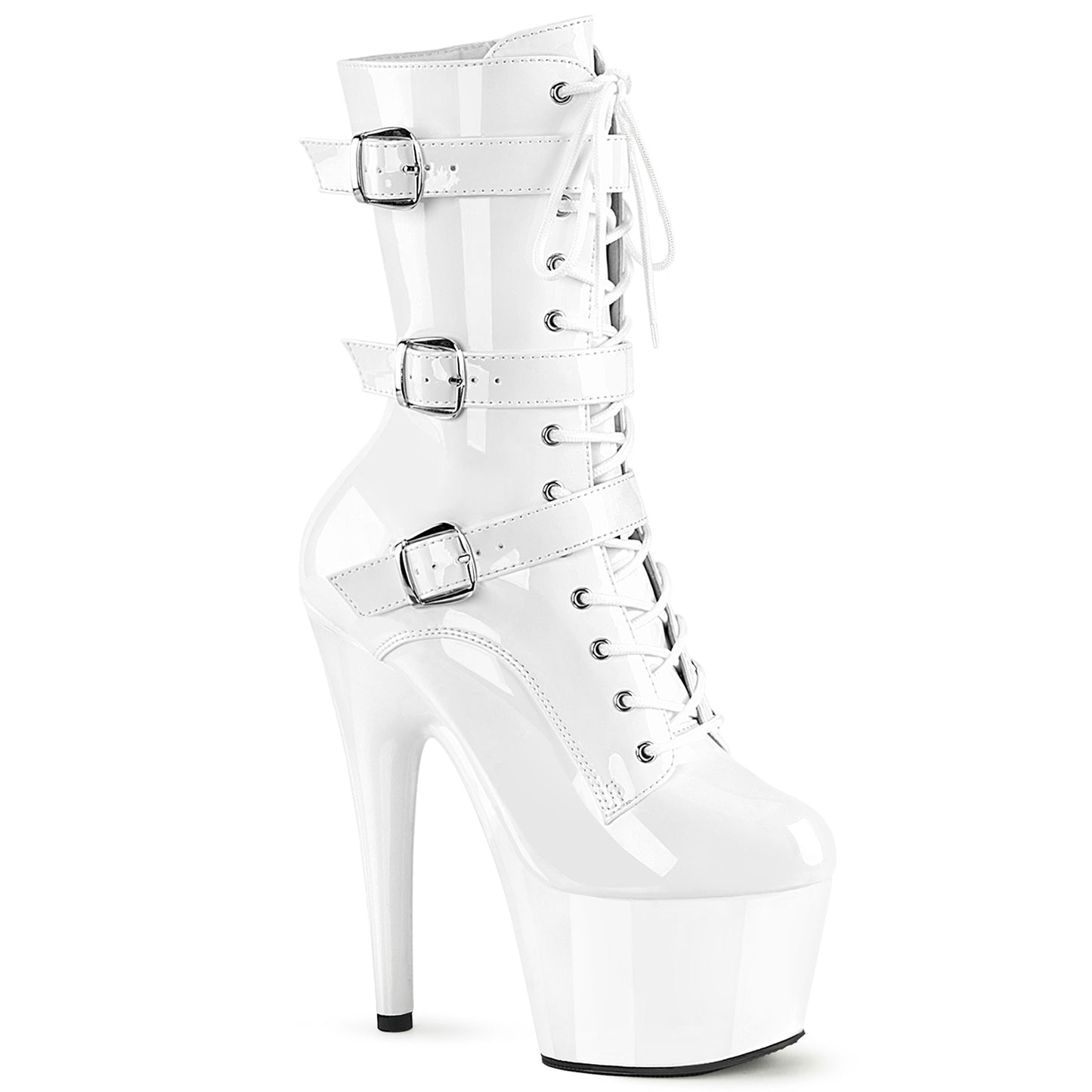 ADORE-1043 *7" Heel, 2 3/4" PF Lace-Up Front Ankle Boot, Side Zip