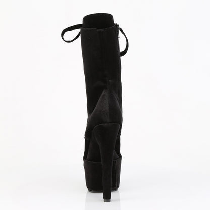 ADORE-1045VEL 7" Heel, 2 3/4" PF Velvet Lace-Up Front Ankle Boot