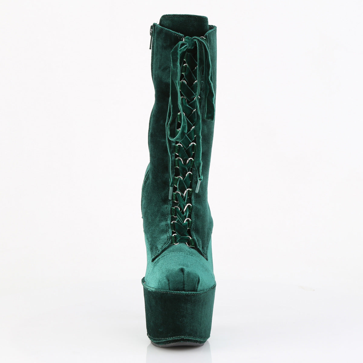 ADORE-1045VEL *7" Heel, 2 3/4" PF Velvet Lace-Up Front Ankle Boot