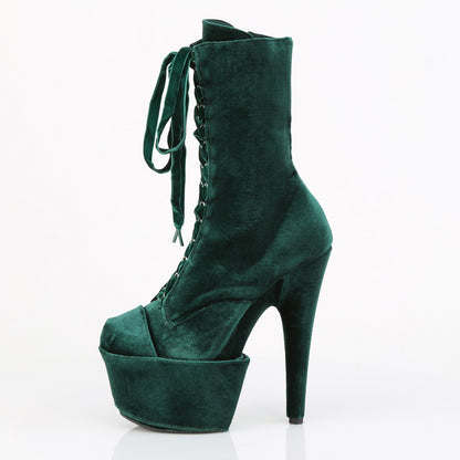 ADORE-1045VEL *7" Heel, 2 3/4" PF Velvet Lace-Up Front Ankle Boot