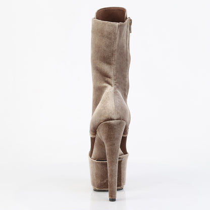 ADORE-1045VEL *7" Heel, 2 3/4" PF Velvet Lace-Up Front Ankle Boot