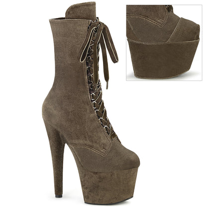 ADORE-1045VEL *7" Heel, 2 3/4" PF Velvet Lace-Up Front Ankle Boot
