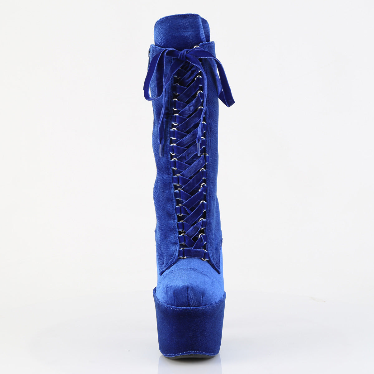 ADORE-1045VEL *7" Heel, 2 3/4" PF Velvet Lace-Up Front Ankle Boot