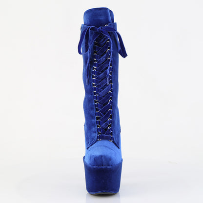 ADORE-1045VEL *7" Heel, 2 3/4" PF Velvet Lace-Up Front Ankle Boot