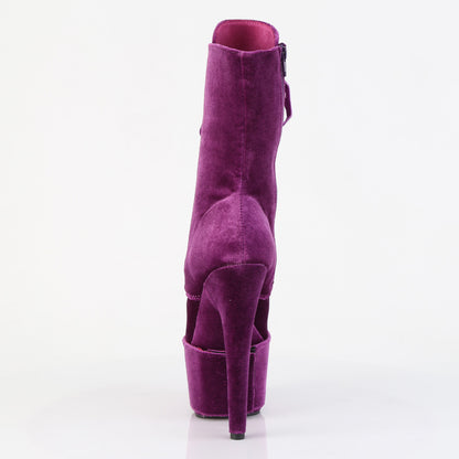 ADORE-1045VEL *7" Heel, 2 3/4" PF Velvet Lace-Up Front Ankle Boot