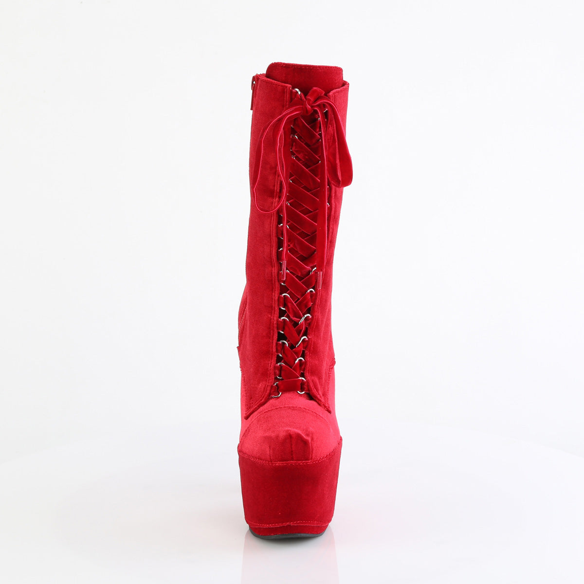 ADORE-1045VEL *7" Heel, 2 3/4" PF Velvet Lace-Up Front Ankle Boot