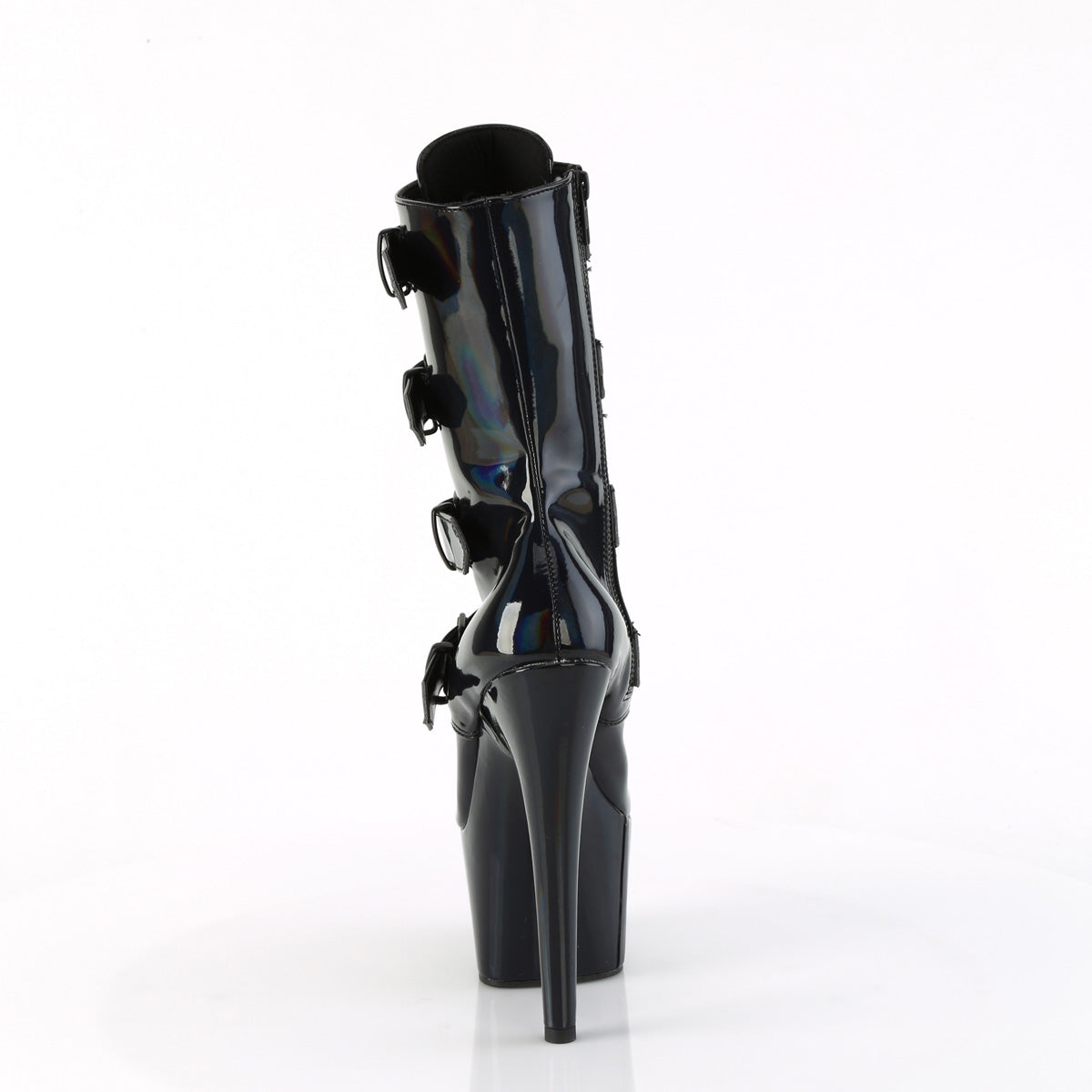 ADORE-1046 7" Heel, 2 3/4" PF Lace-Up Front Ankle Boot, Side Zip