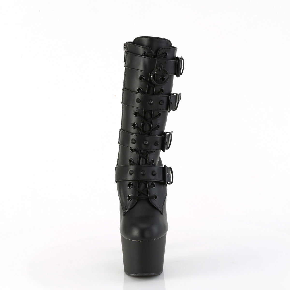 ADORE-1046 7" Heel, 2 3/4" PF Lace-Up Front Ankle Boot, Side Zip