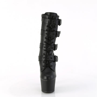 ADORE-1046 7" Heel, 2 3/4" PF Lace-Up Front Ankle Boot, Side Zip