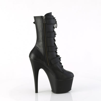 ADORE-1046 7" Heel, 2 3/4" PF Lace-Up Front Ankle Boot, Side Zip