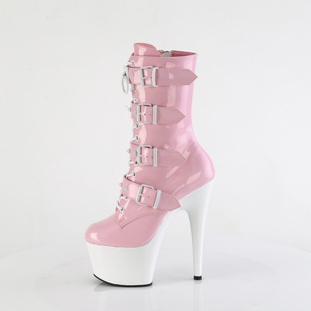 ADORE-1046TT *7" Heel, 2 3/4" PF Two Tone Lace-Up Ankle Boot, Side Zip