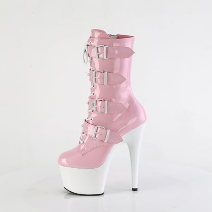 ADORE-1046TT *7" Heel, 2 3/4" PF Two Tone Lace-Up Ankle Boot, Side Zip