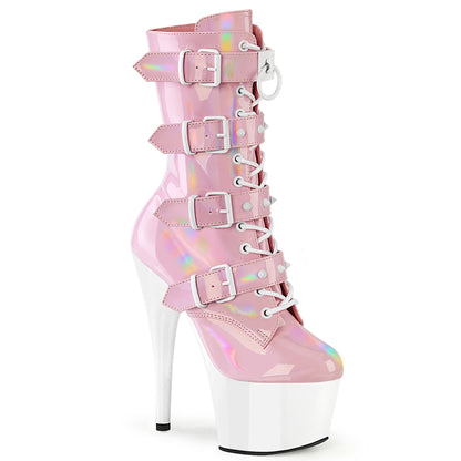 ADORE-1046TT *7" Heel, 2 3/4" PF Two Tone Lace-Up Ankle Boot, Side Zip