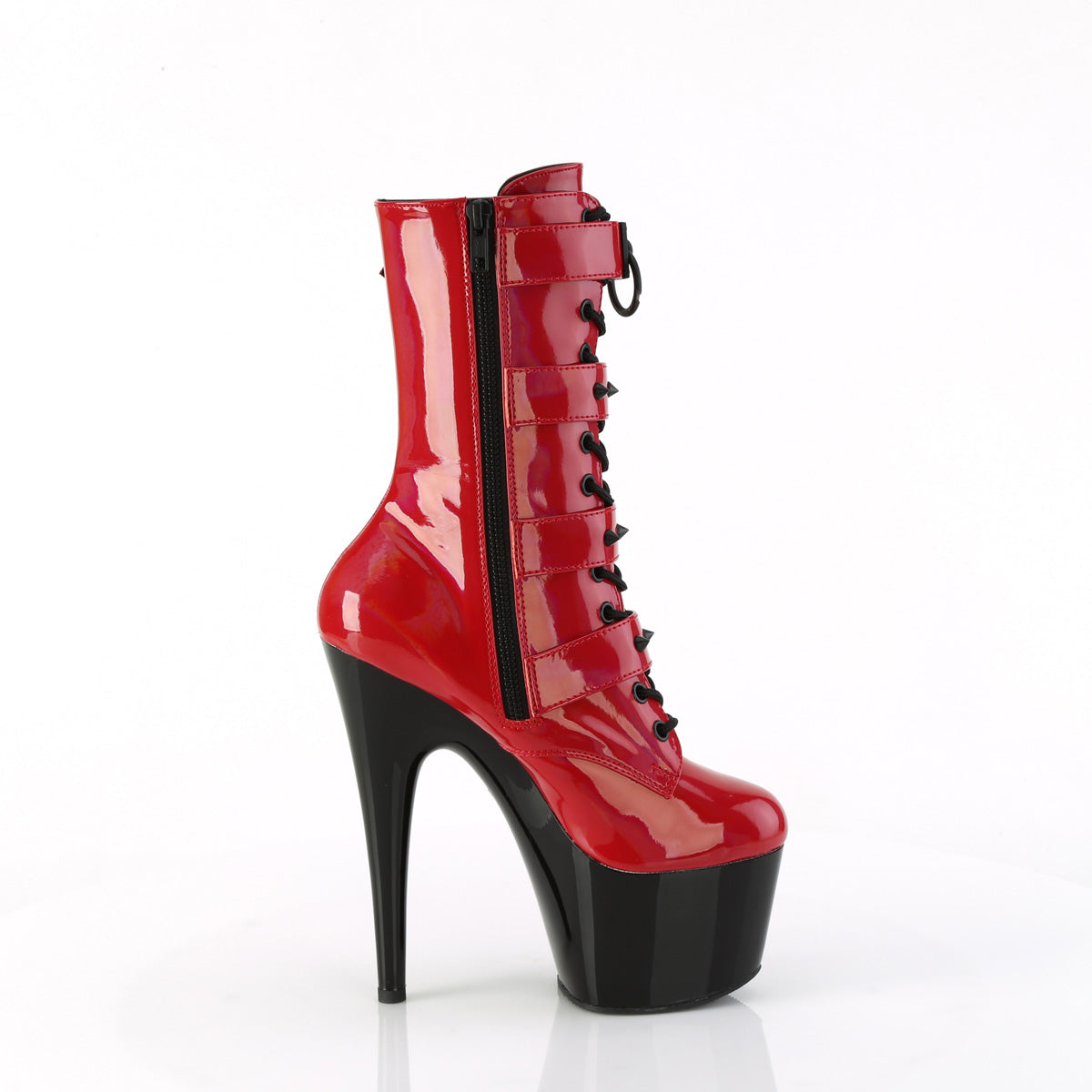 ADORE-1046TT *7" Heel, 2 3/4" PF Two Tone Lace-Up Ankle Boot, Side Zip