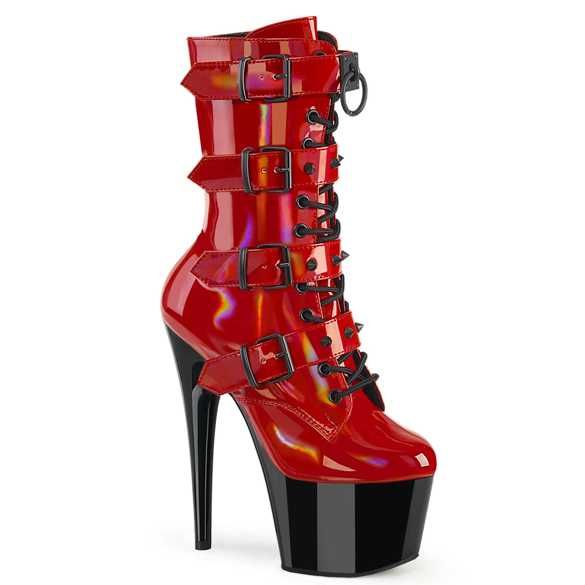 ADORE-1046TT *7" Heel, 2 3/4" PF Two Tone Lace-Up Ankle Boot, Side Zip