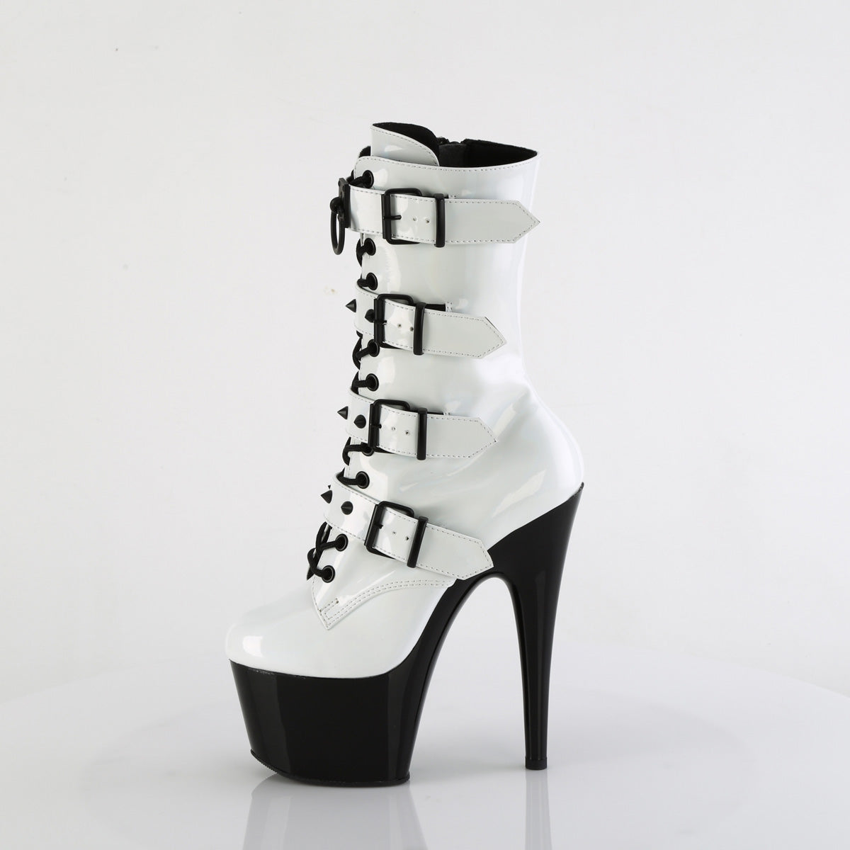 ADORE-1046TT *7" Heel, 2 3/4" PF Two Tone Lace-Up Ankle Boot, Side Zip