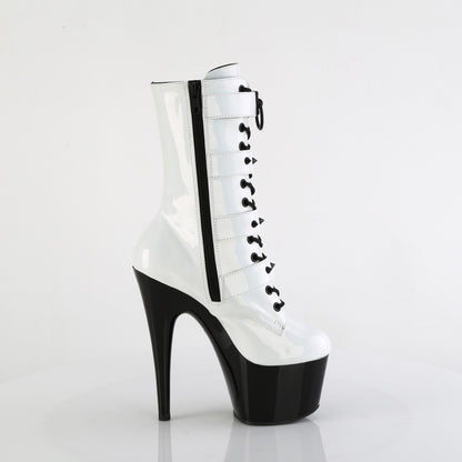 ADORE-1046TT *7" Heel, 2 3/4" PF Two Tone Lace-Up Ankle Boot, Side Zip