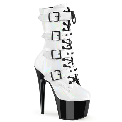 ADORE-1046TT *7" Heel, 2 3/4" PF Two Tone Lace-Up Ankle Boot, Side Zip