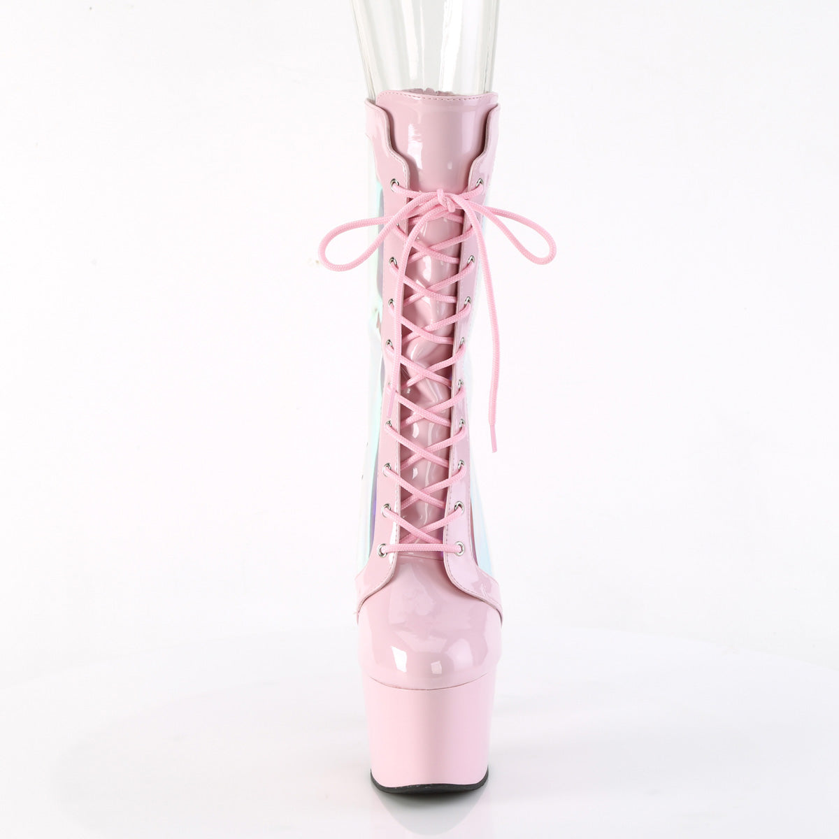 ADORE-1047 *7" Heel, 2 3/4" PF Lace-Up Front Anke Boot, Back Zip