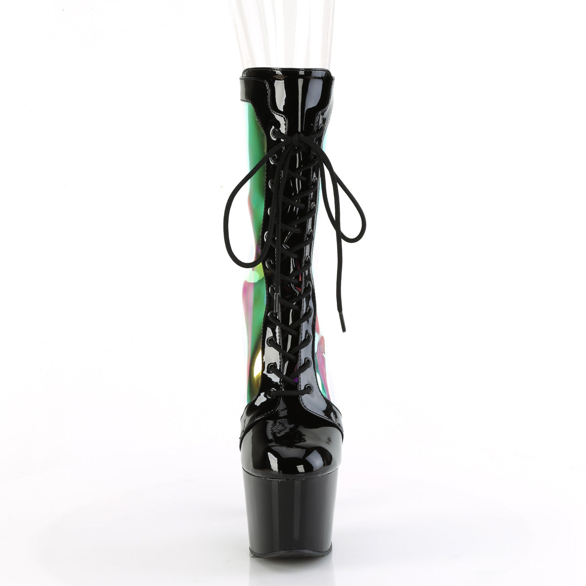 ADORE-1047 *7" Heel, 2 3/4" PF Lace-Up Front Anke Boot, Back Zip