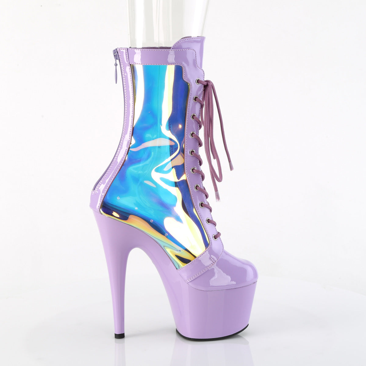 ADORE-1047 *7" Heel, 2 3/4" PF Lace-Up Front Anke Boot, Back Zip