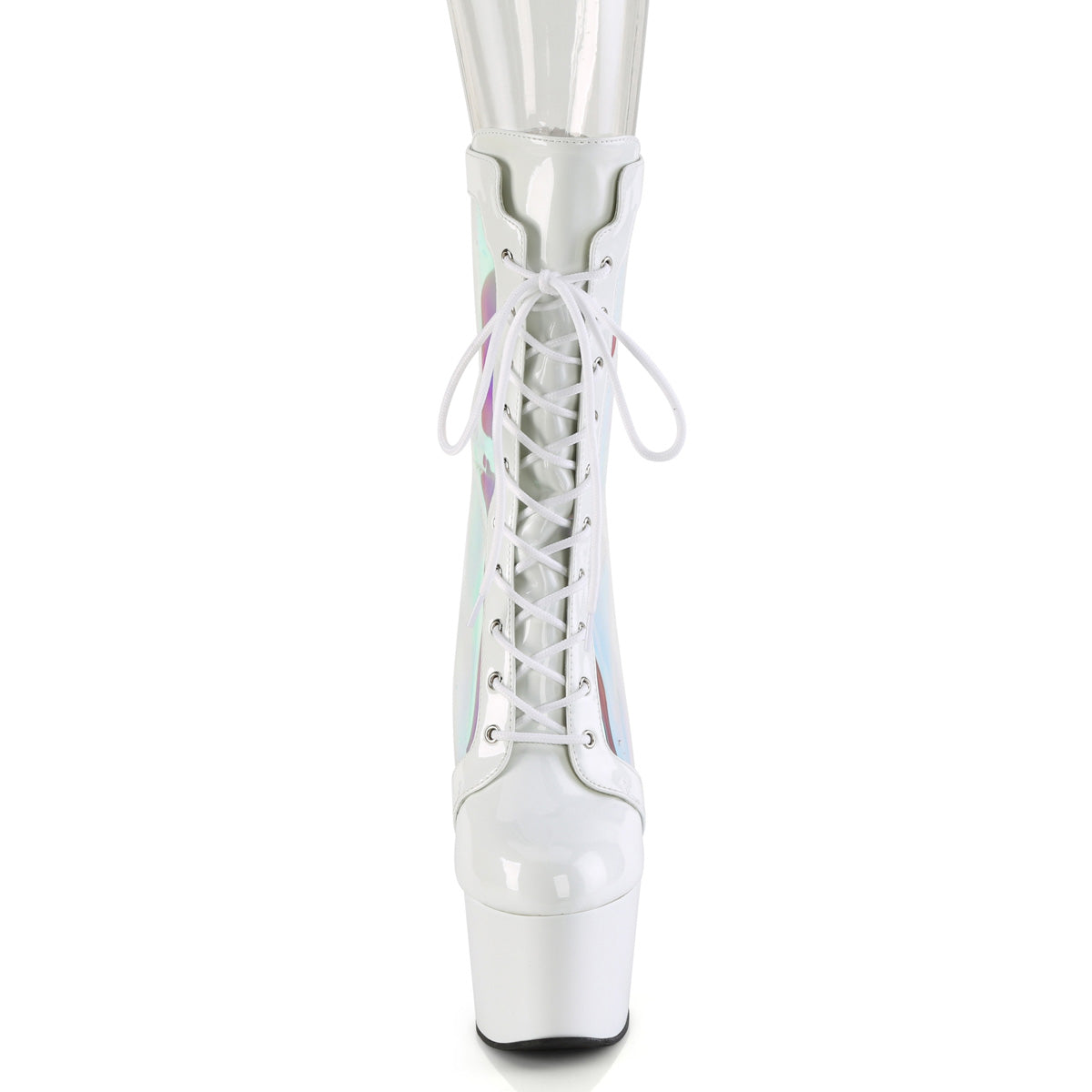 ADORE-1047 *7" Heel, 2 3/4" PF Lace-Up Front Anke Boot, Back Zip
