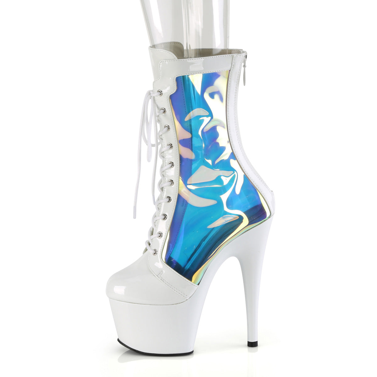 ADORE-1047 *7" Heel, 2 3/4" PF Lace-Up Front Anke Boot, Back Zip