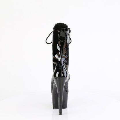 ADORE-1049WR 7" Heel, 2 3/4" PF Lace-Up Front Ankle Boot, Side Zip
