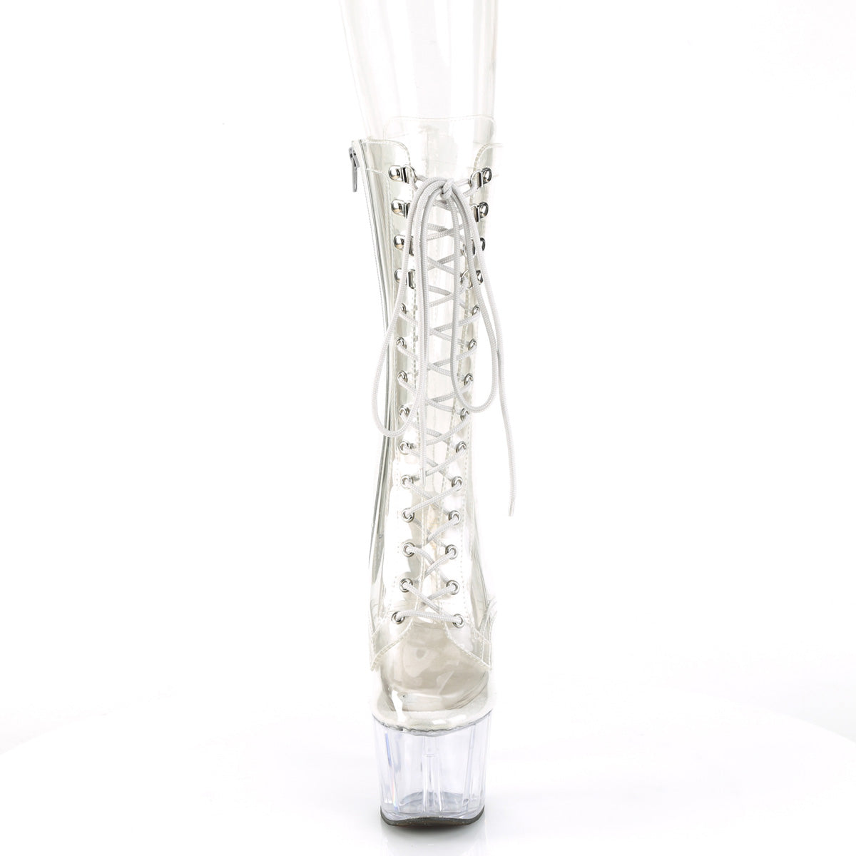 ADORE-1050C *7" Heel, 2 3/4" PF Lace-Up Front Mid Calf Boot, Side Zip