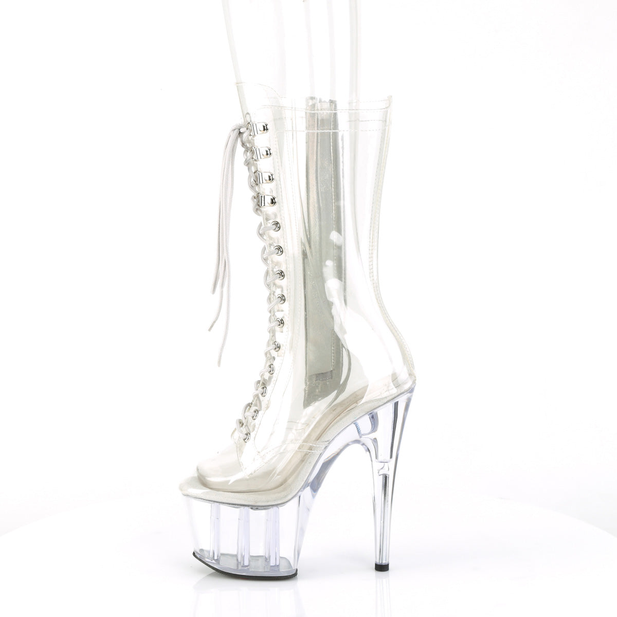 ADORE-1050C *7" Heel, 2 3/4" PF Lace-Up Front Mid Calf Boot, Side Zip