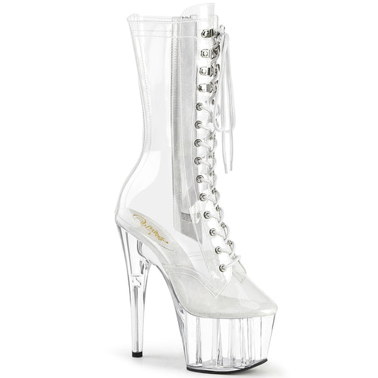 ADORE-1050C *7" Heel, 2 3/4" PF Lace-Up Front Mid Calf Boot, Side Zip