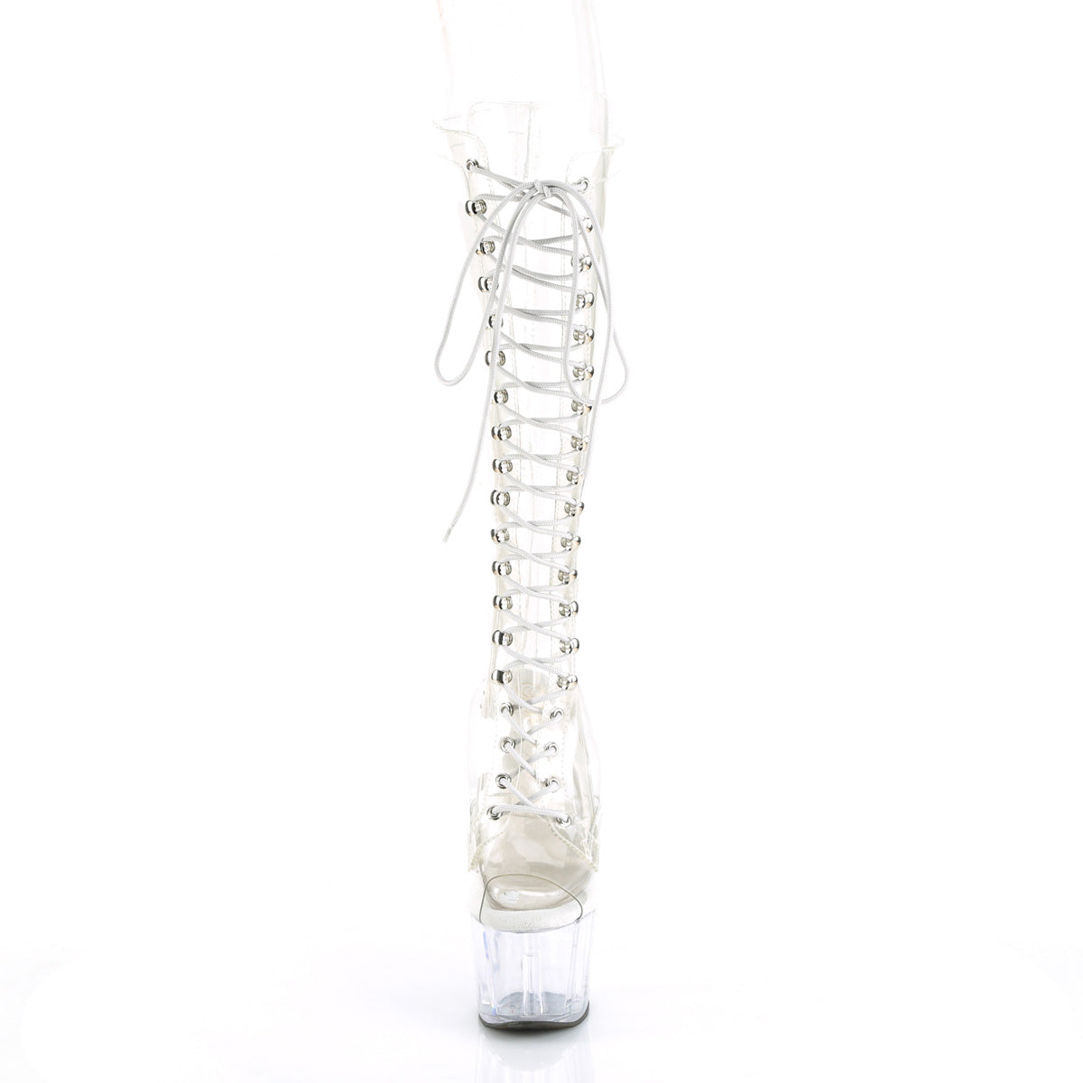 ADORE-2021C *7" Heel, 2 3/4" PF Peep Toe Lace-Up Knee Boot