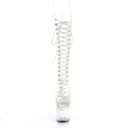 ADORE-2021C *7" Heel, 2 3/4" PF Peep Toe Lace-Up Knee Boot