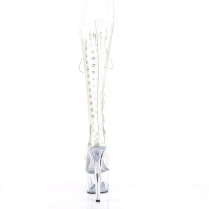 ADORE-2021C *7" Heel, 2 3/4" PF Peep Toe Lace-Up Knee Boot