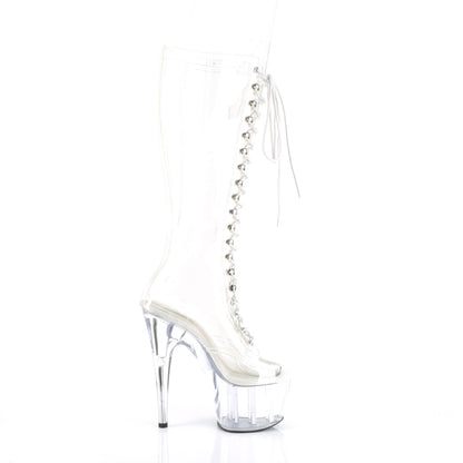 ADORE-2021C *7" Heel, 2 3/4" PF Peep Toe Lace-Up Knee Boot