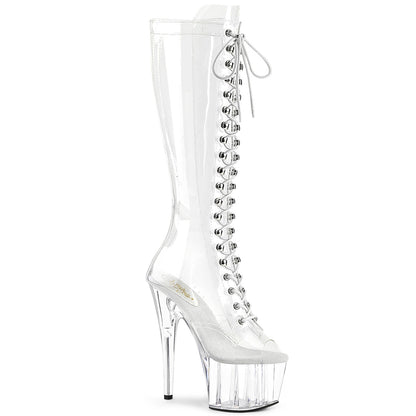 ADORE-2021C *7" Heel, 2 3/4" PF Peep Toe Lace-Up Knee Boot