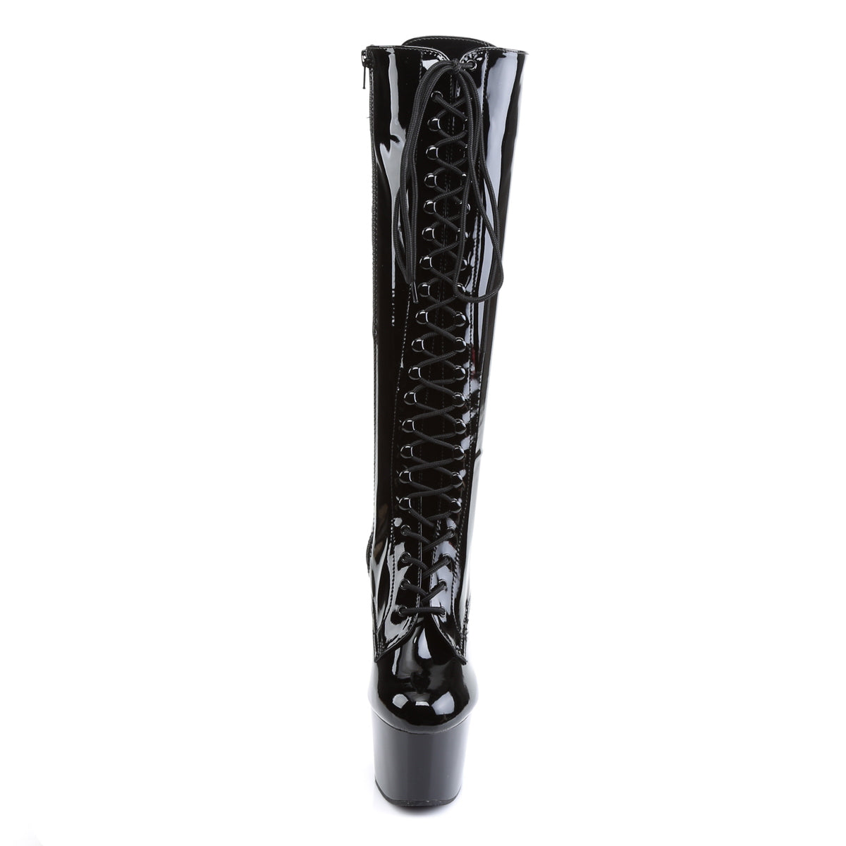 ADORE-2023 7" Heel, 2 3/4" PF Lace-Up Stretch PF Knee Boot, Side Zip