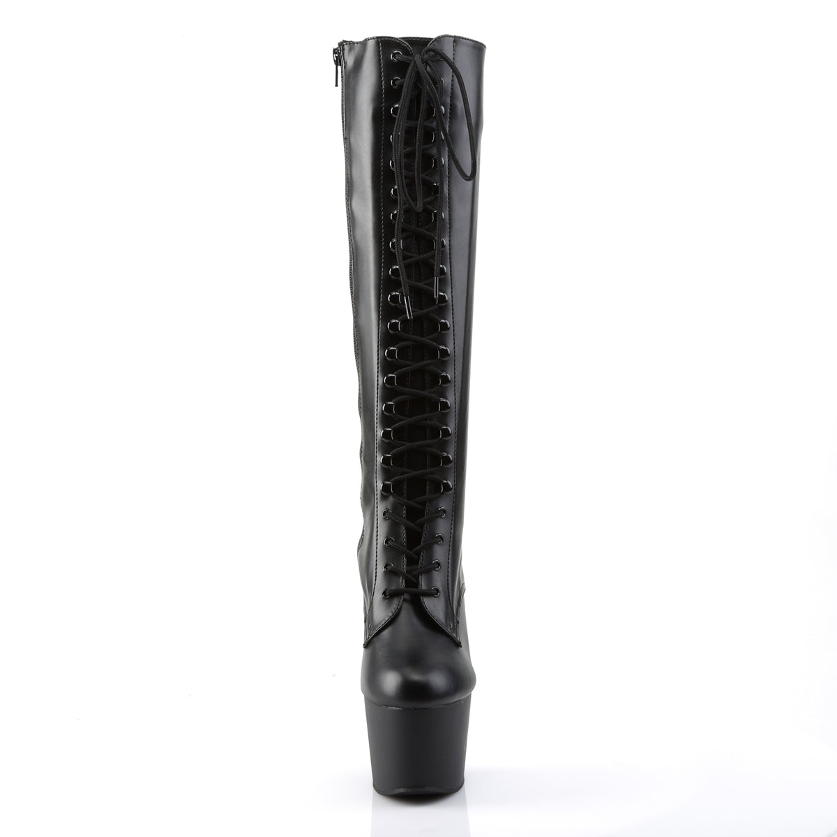 ADORE-2023 7" Heel, 2 3/4" PF Lace-Up Stretch PF Knee Boot, Side Zip