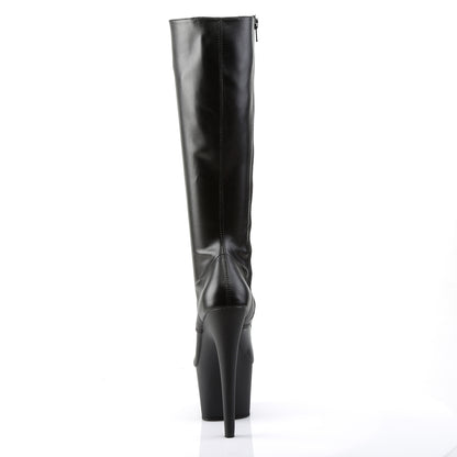 ADORE-2023 7" Heel, 2 3/4" PF Lace-Up Stretch PF Knee Boot, Side Zip