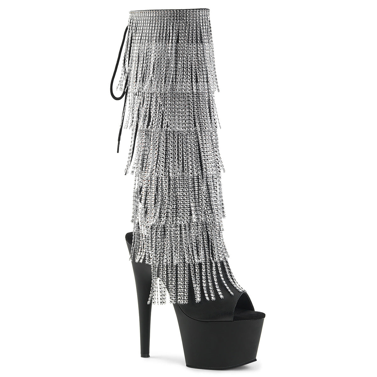 ADORE-2024RSF 7" Heel, 2 3/4" PF Lace-Up Stretch PF Knee Boot, Side Zip